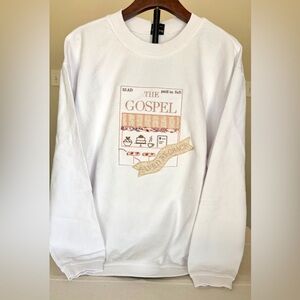 Christian apparel embroidered oversized corded crew size small